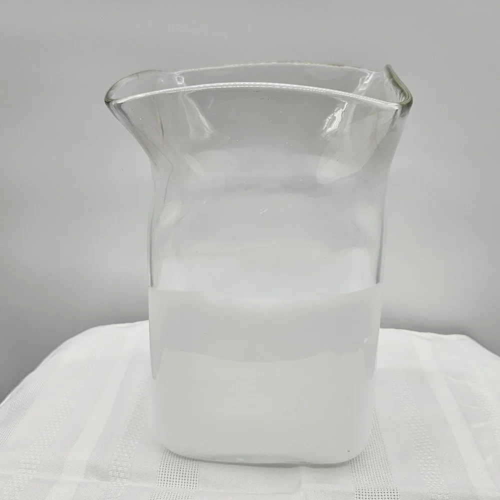 Hand Blown Square Glass Vase White Clear Two Tone‎ 8.5 Inch